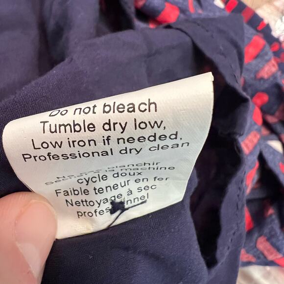 11.1. Tylho Brynn Tile Print Navy Sleeveless Shirt Dress Size Small - Picture 10 of 11